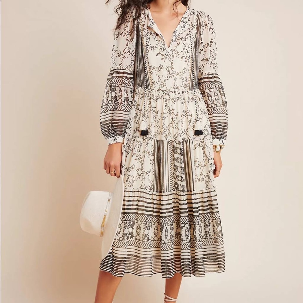Anthropologie Talulah Tiered Print Long Midi Dress Size S NWT